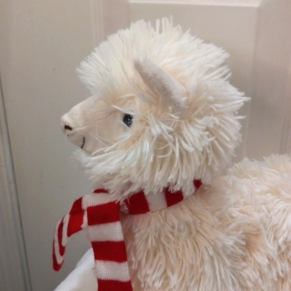 Liama/Alpaca Dan Dee Plush White Shaggy Hair W/ Red Scarf - Picture 5 of 6